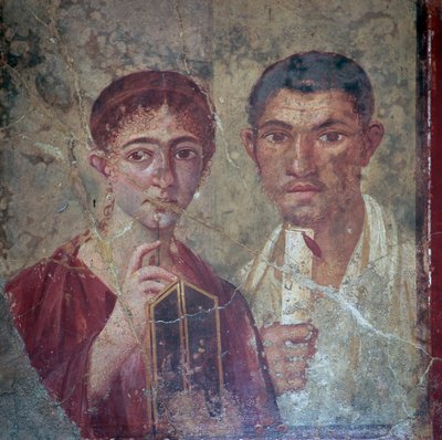テレンティウス ネオとその妻のローマ時代の肖像画、1 世紀 作： Unbekannt