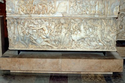 セレーネとエンディミオンの伝説を持つローマの石棺、西暦230〜235年 作： Unbekannt