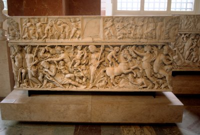 セレーネとエンディミオンの伝説を持つローマの石棺、西暦230〜235年 作： Unbekannt