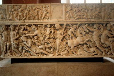 セレーネとエンディミオンの伝説を持つローマの石棺、西暦230〜235年 作： Unbekannt