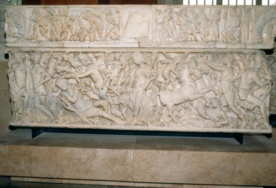 セレーネとエンディミオンの伝説を持つローマの石棺、西暦230〜235年 作： Unbekannt