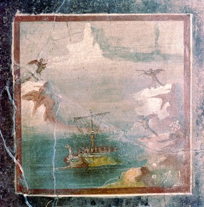 ローマの壁画、ユリシーズとセイレーン、ポンペイ、1 世紀 作： Unbekannt