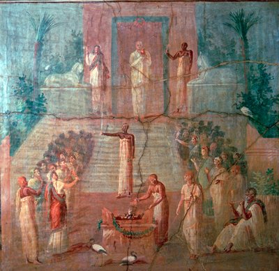 礼拝するイシスの司祭を描いたローマ時代の壁画、1 世紀 作： Unbekannt