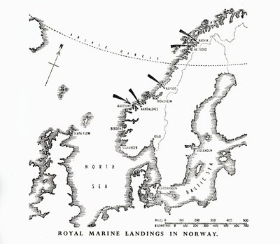 第二次世界大戦、1940年1944年のノルウェーのロイヤルマリンの着陸。 作： Unbekannt
