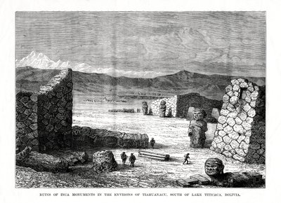 1877年、ボリビアのチチカカ湖の南、ティアワナク周辺のインカ遺跡の遺跡 作： Unbekannt