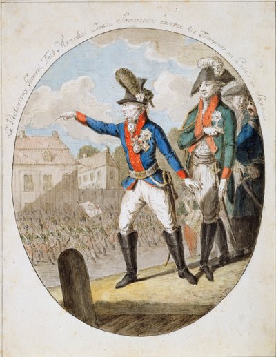 ロシア陸軍元帥アレクサンドルスボーロフ、部隊の検査、c1794 作： Unbekannt