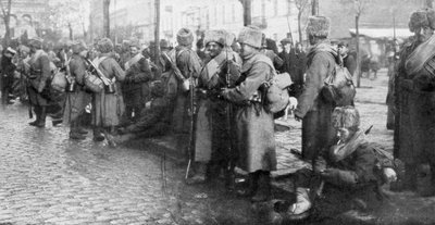 1914年、ポーランド、ワルシャワのロシアのシベリア歩兵部隊 作： Unbekannt