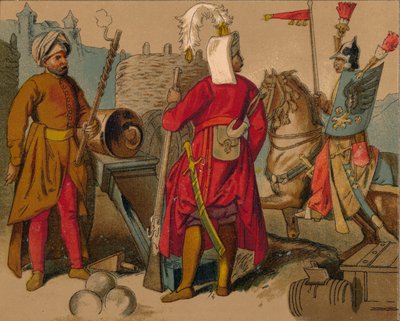 17世紀のロシアのStrelitziとトルコの警備隊-砲兵、Janissary、Spahioglan、c1 作： Unbekannt