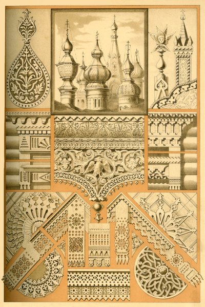 ロシアの建築装飾品と木彫り、1898年。 作： Unbekannt