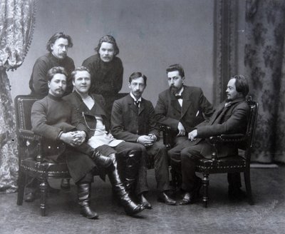 1902年のスレダ水曜日の文学グループのロシアの作家マキシムゴーキー 作： Unbekannt