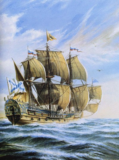 ポルタヴァ線のロシア船、1712 作： Unbekannt