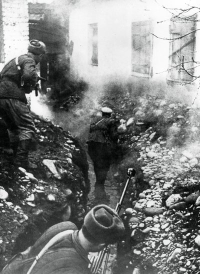 1942年、コーカサス、オルドニキッツェ近くの村を解放するロシア軍 作： Unbekannt