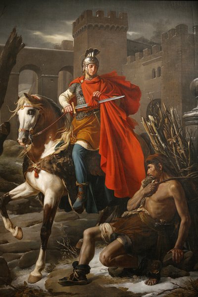 サン・ガティアン（Saint-Gatien）大聖堂の絵画：コートを共有するサン・マルタン（フランス、トゥール 作： Unbekannt