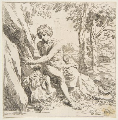 砂漠の洗礼者聖ヨハネ、カンタリーニの後に逆にコピー、ca。 1637-1639以降。 作： Unbekannt