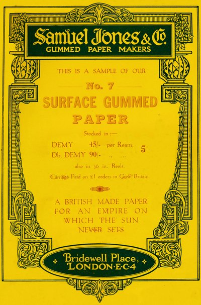 サミュエル・ジョーンズ＆会社ガム紙メーカーの広告、1919 作： Unbekannt
