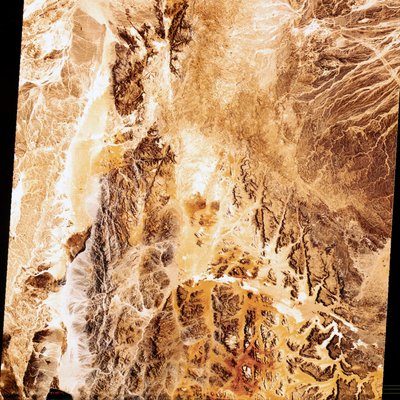 人工衛星、地球観測、アメリカ ランドサットの地球のフォールスカラー画像 作： Unbekannt
