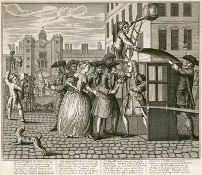 1740 年、ロンドンのセント ジェームズ宮殿を描いた風刺的な版画 作： Unbekannt