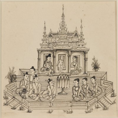Vessantara Jataka のシーン、1880 年頃 作： Unbekannt