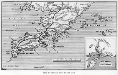 1905年の日露戦争、満州、ポートアダムスの南での作戦の様子 作： Unbekannt