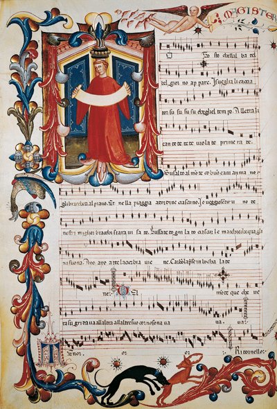 スカルチャルピ写本の照明付き楽譜、1410年から1415年頃 作： Unbekannt