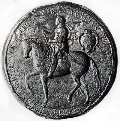 17世紀、馬に乗ったオリバークロムウェルによる保護領のシール、1899年 作： Unbekannt