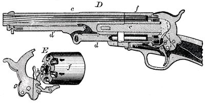 コルトリボルバーの断面図、c1880 作： Unbekannt