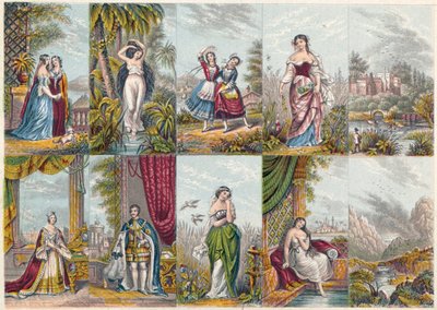 ヴィクトリア女王とアルバート公の肖像画を含む一連の図と図、1851 年 作： Unbekannt