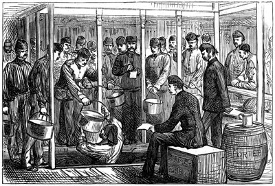 1878年に軍艦にポーターを配る 作： Unbekannt