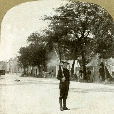 第7連隊国家警備隊...リンカーンスクエア、オークランド、カリフォルニア州、1906年にキャンプ。 作： Unbekannt