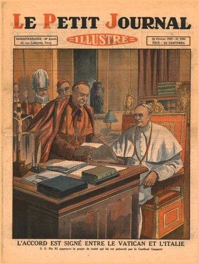 バチカンとイタリアの間の協定の署名、1929年。 作： Unbekannt