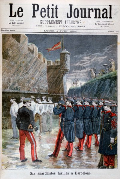 1894年にバルセロナで処刑された6人のアナキスト 作： Unbekannt
