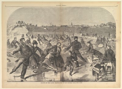 1860 年 1 月 28 日、ニューヨークのハーパーズ ウィークリー紙、セントラル パークのレディース スケート池でスケート。 作： Unbekannt