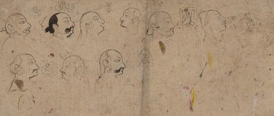 フェイシャル スタディのスケッチ ページ、マハラオ キショール シンと思われます。 1830年。 作： Unbekannt