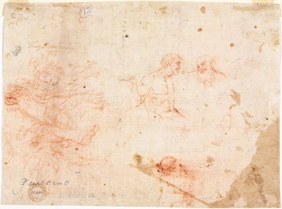 2人の男性と他のさまざまな人物のスケッチ、1600年代。 作： Unbekannt