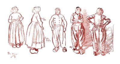 オランダ、フォーレンダムのスケッチ、1900年 作： Unbekannt