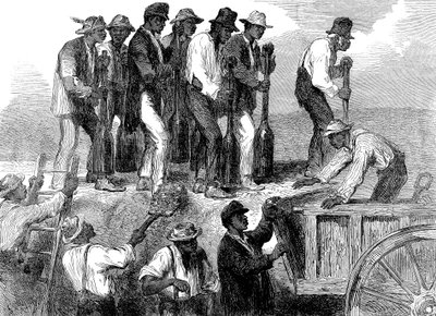 ジョージア州サバンナの要塞を強化する奴隷労働、アメリカ南北戦争、1863年 作： Unbekannt