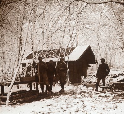 雪の中の兵士、フランス、フォーレドラレーヌ、c1914-c1918 作： Unbekannt