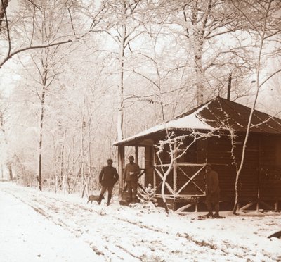 雪の中の兵士、マルケンテール、フランス北部、c1914-c1918 作： Unbekannt