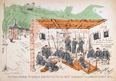 爆撃中の建物内の兵士、1870年12月の普仏戦争 作： Unbekannt