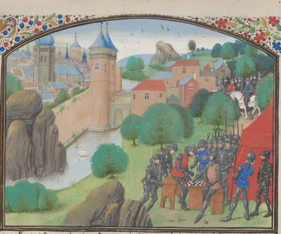 カエサレアの前でサイコロを振る兵士。ティリアのウィリアム作「ヒストリアのミニチュア」、1460年代 作： Unbekannt