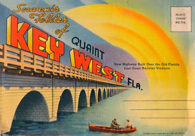 趣のあるキーウェストフロリダのお土産フォルダー-新しい高速道路、c1940年代 作： Unbekannt