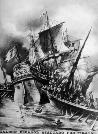 スペインのガレオン船が襲撃、17世紀、1920年代 作： Unbekannt