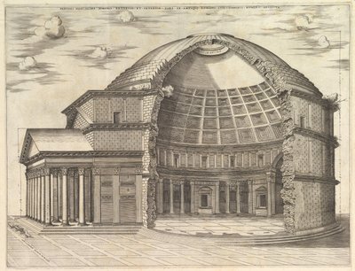 Speculum Romanae Magnificentiae：パンテオン、内部を示すために分割された1553。 作： Unbekannt