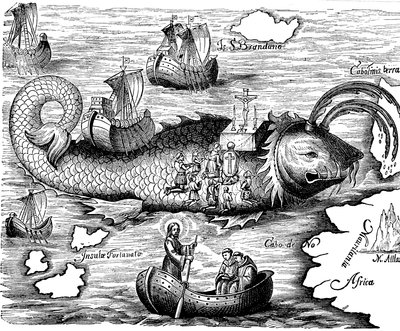 聖ブランダンは7年間の航海で聖地の聖ブランドン島を見つけました 作： Unbekannt