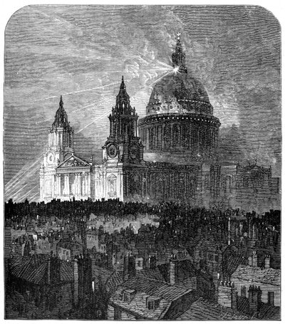 感謝祭、ロンドン、1900年に照らされたセントポール大聖堂 作： Unbekannt