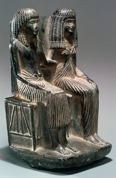 古代エジプトの役人とその妻の像、紀元前13〜12世紀 作： Unbekannt