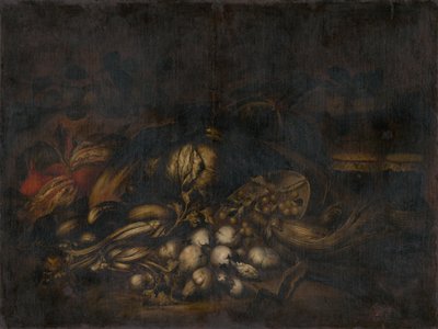 野菜のある静物 作： Unbekannt