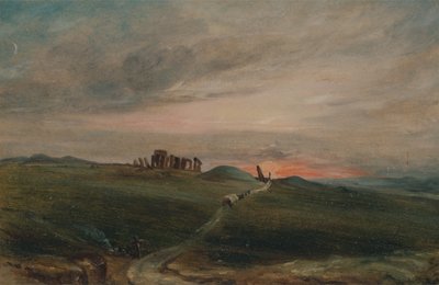 日没時のストーンヘンジ、1836 年。 作： Unbekannt