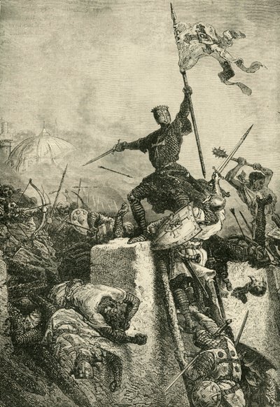 ボールドウィンによるコンスタンチノープルの嵐、フランダース伯、1204年、1890年。 作： Unbekannt