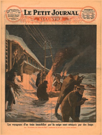 座礁した乗客がオオカミに襲われる、1929。 作： Unbekannt